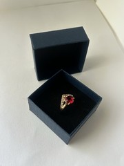 Vintage Red Cubic Zirconia Ring Gold Plated Womens Size 8.5