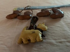 Vintage miniature leather cowboy boots 2 pair + dog Brooch Pins