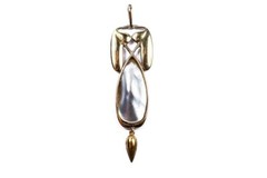 ANTIQUE ART NOUVEAU 15K GOLD & PEARL PENDANT by MURRLE BENNETT / KNOX c1908