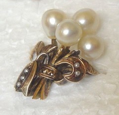 Antique Victorian 14k Yellow Gold Seed Pearl Sheaf Leaf Ring Size 6.5 SHIPS FREE