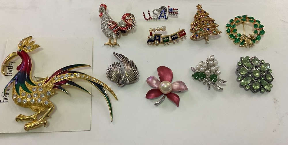 Miscellaneous Lot Of Brooches Lot Of 10 Used ￼