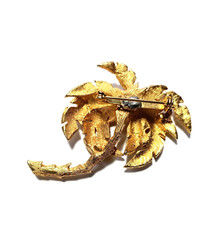 Palm Tree Brooch Pin Brushed Textured Gold Tone 2 inches Tropical Vintage Estate