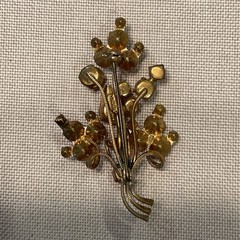 Lot Of 3 Vintage Brooch Pins All Prong Set Rhinestones 1 Signed Austria Flowers