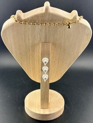 Vintage Charel Faux Pearl & Gold Tone Leaf Necklace/Choker- 15.5 In