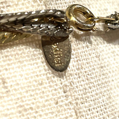 Vintage Medici Signed Two Tone Gold & Silver Braided 16″ Chain Necklace