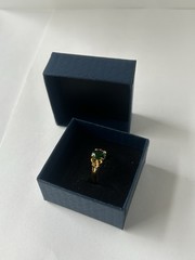 Vintage Green Cubic Zirconia Ring Gold Plated Womens Size 7.5