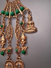 Vintage Asian Style Necklace Faux Jade Dangle Pendant