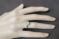 Platinum Vintage Engagement Ring 3.02ct.Natural Yellow Radiant Cut Diamond GIA