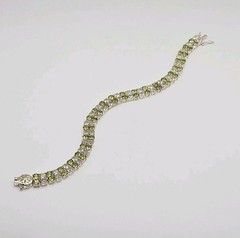 Sterling Silver Peridot & White Spinel Double Strand Tennis Bracelet 8.25″