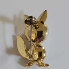 Vintage Spain Painted Faux Pearl Tuxedo Cat Brooch Pin Gold Tone 1.25in Kitsch