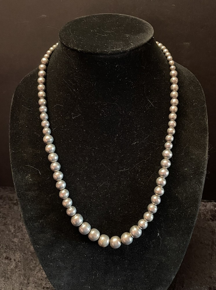 Heavy Vintage TAXCO 925 Sterling Silver BALL BEAD Necklace 74 grams