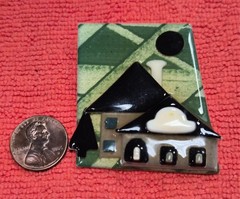 Vintage House Pins by Lucinda Green & Black Home Full Moon in Sky Pin / Brooch