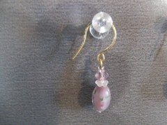 1 Pair Unique .75″in Glass Light Purple Mini Jelly Bean Shape Dangle