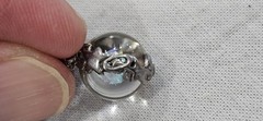 Antique Vintage Crystal Orb W/ Minerals Moon Star & More Sterling Bead Pendant