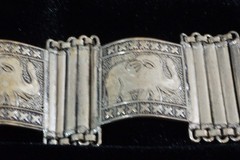 Vintage Silver Plated Brass Elephant Panel Bracelet 6″ Boho Ethnic Tribal