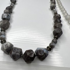 H1 Lot Lucite Acrylic Tan Resin Stones Beaded Taupe 70s Glam Retro Boho Hippie