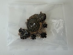 Vintage Black Rhinestone Brooch Pin or Pendant Attice Design