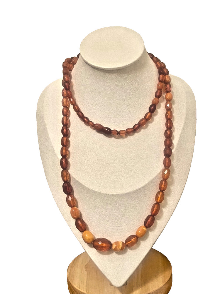 🔥Antique Vintage Genuine Amber Necklace Beads On String Butterscotch Egg Yolk36