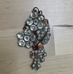 Vintage Staret Signed Enamel Inset Flower Clear Rhinestone Brooch Pin Rare