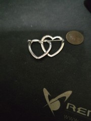 FCC Sterling Brooch Double Hearts brooch Double Open Love Heart