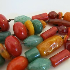 Vintage Plastic Beaded Necklace Multi Colored 56 in [5485]