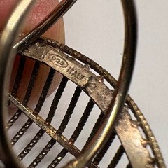 Fab SCULPTURAL Vtg ITALIAN MODERNIST Sterling CAGE POD RING 14K Gold Vermeil