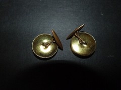 Vintage Goldtone Equestrian horse horseshoe cufflink set chain & bullet back #95