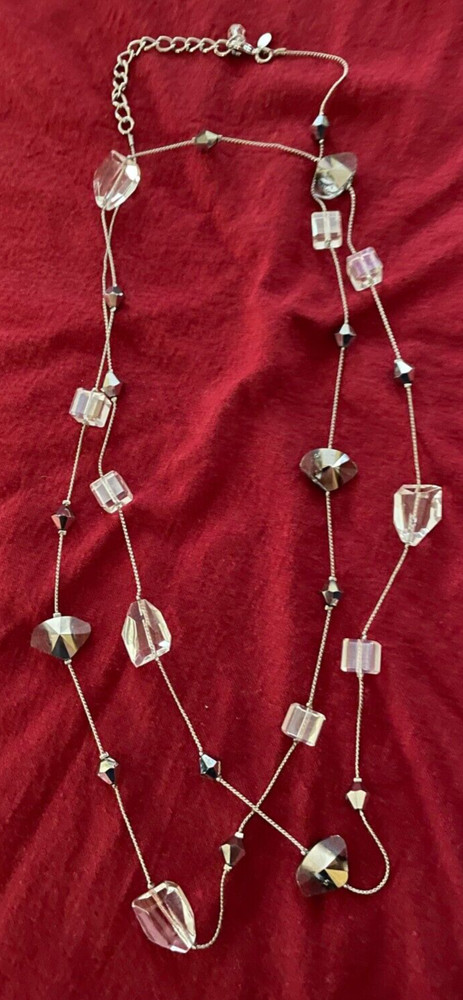 Premier Design Silver Tone Multishape Acrylic/Glass Crystals Metal Necklace