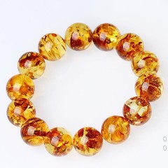 Women’s 12mm Yellow Amber Gemstone Beads Healing Bracelet Jewelry Gift