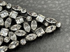 Vintage Art Deco Era Fabulous Old Clear Rhinestone Paste Brooch Pin Pendant