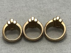 Vintage Signed 18K HGE Gold Plated Cream Enamel Rhinestone Ring varied sizes