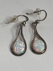 Vintage Sterling Silver Fire Opal Dangle Earrings | Bridal Accessory