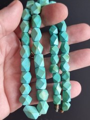 Vintage USSR Turquoise Graduated Necklace Armkvartssamotsvety Soviet Armenia 46g