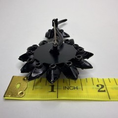 VTG MidCentury Black Rhinestone Flower Brooch Pin Open Back Japanned Daisy AS-IS