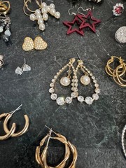 Lot of 70+ Pairs Vintage To Modern Earrings Pierced Clip-On Stud Loop