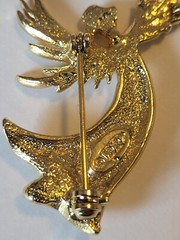 Vintage JJ Jonette Angel w/ Trumpet Gold Tone Metal Christmas Pin Brooch