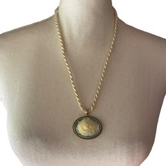 VTG cottagecore sisters blue white cameo necklace sirens feminine dainty rope 23