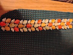 Vintage Lisner Silver tone Filergee Band With Thermoset Autumn Colored Leaves