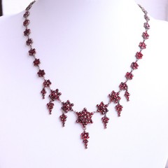 NO TARIFF Antique Bohemian Garnet Necklace Collier Tombac Gilded