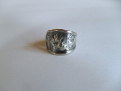 Vintage Spoon Ring Flower Poppy ? Pansy Size 9 1/4 Silver Plate