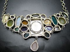 Gorgeous Genuine Gemstone Vintage Watch Face Necklace