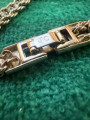 Vtg Signed JC Jackie Collins Gold Tone Crystal Rhinestone Chain Bracelet 7”