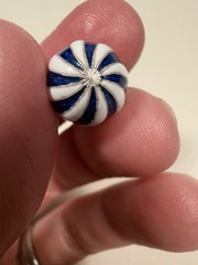 Russian 14k Gold & Silver Blue & White Enamel Cloisonne’ Egg Charm Pendant