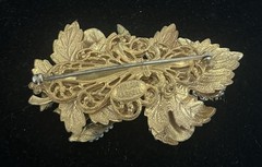 Miriam Haskell Signed Faux Pearl & Rhinestone Vintage Flower Brooch