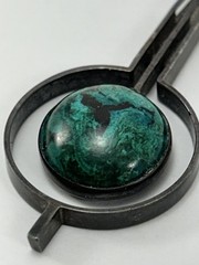 Vintage Israel Modernist Sterling Silver Eilat Stone Pendant 930 signed azurit