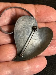 Lg Vtg 1940s-1950s PAUL LOBEL Modernist Oxidized Sterling Silver Leaf Pin Brooch