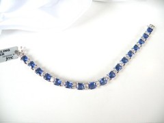 Sterling Silver 925 Simulated Large Sapphire Tennis Bracelet 7.5″
