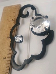 Marc Jacobs Signed Runway Statement Brooch Crystal Modernist Black Cloud 3.2″