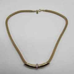 Vintage Mesh Necklace Rhinestone Accents Signed Avon Choker 15 Inch