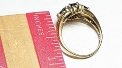 10K YELLOW GOLD SAPPHIRES DIAMONDS RING SIZE 7 SIGNED 10K ADL 3.1+ GRAMS